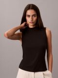 Black Slim Ribbed Sleeveless Top  Women