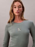 Green Monogram Logo Long Sleeve Baby Tee  Women