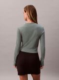 Green Monogram Logo Long Sleeve Baby Tee  Women