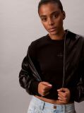 Black Monogram Logo Long Sleeve Baby Tee  Women