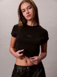 Black Slim Cropped Monogram T-shirt  Women