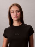 Black Slim Cropped Monogram T-shirt  Women