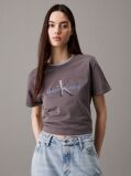 Γκρι Cropped T-shirt Με Λογότυπο  Γυναίκα