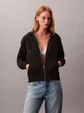 Black Cotton Terry Zip Up Hoodie  Women
