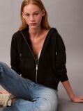 Black Cotton Terry Zip Up Hoodie  Women