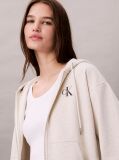 Beige Monogram Logo Zip Hoodie  Women