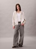 Beige Monogram Logo Zip Hoodie  Women