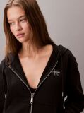 Black Monogram Logo Zip Hoodie  Women