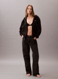 Black Monogram Logo Zip Hoodie  Women