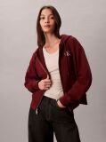 Red Monogram Logo Zip Hoodie  Women