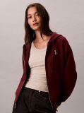 Red Monogram Logo Zip Hoodie  Women