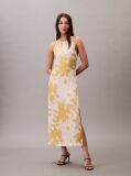 Multi Printed Satin Halter Dress  Women