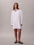 White Oversized Cotton Mini Shirt Dress  Women