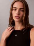 Black Cotton Stretch Rib Tank Top  Women