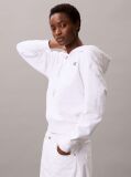 White Cotton Terry Monogram Hoodie  Women