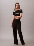 Black Contrast Logo Graphic Slim T-Shirt  Women