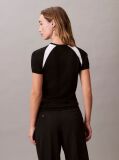 Black Contrast Logo Graphic Slim T-Shirt  Women