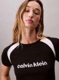 Black Contrast Logo Graphic Slim T-Shirt  Women