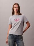 Γκρι T-Shirt Σε Slim Γραμμή Με Λογότυπο  Γυναίκα