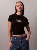 Μαύρο T-Shirt Σε Slim Γραμμή Με Λογότυπο  Γυναίκα
