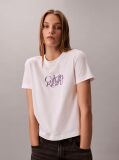 Λευκό T-Shirt Σε Slim Γραμμή Με Λογότυπο  Γυναίκα