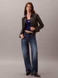 Blue Ribbed Cotton Long Sleeve Top  Women