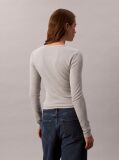 Grey Ribbed Cotton Long Sleeve Top  Women