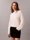 White Long Sleeve Smooth Cotton Sweater  Women