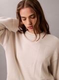 White Long Sleeve Smooth Cotton Sweater  Women