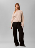 Beige Long Sleeve Crew Neck Sweater  Women