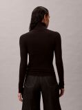 Black Woven Label Roll Neck  Women