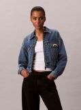 Denim Cropped Zip Up Denim Jacket  Women