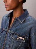 Denim Cropped Zip Up Denim Jacket  Women