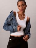 Denim Cropped Zip Up Denim Jacket  Women