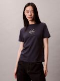 Blue Glossy Metallic Logo T-shirt  Women
