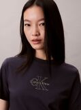 Blue Glossy Metallic Logo T-shirt  Women
