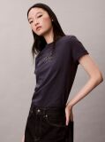 Blue Glossy Metallic Logo T-shirt  Women