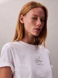 White Glossy Metallic Logo T-shirt  Women