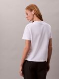 White Glossy Metallic Logo T-shirt  Women