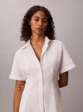 White Cotton Poplin Mini Shirt Dress  Women