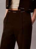 Brown Logo Waistband Wide Leg Joggers  Women