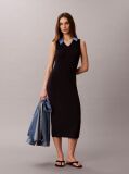 Blue Everyday style with effortless comfort. A sleeveless midi dress with a collar, designed for versatile styling. Stand out wherever you go  Women