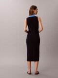 Blue Everyday style with effortless comfort. A sleeveless midi dress with a collar, designed for versatile styling. Stand out wherever you go  Women