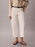 White Cropped Cotton Twill Barrel Trousers  Women