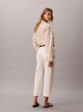 White Cropped Cotton Twill Barrel Trousers  Women