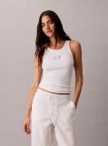 White Embroidered CK Logo Rib Tank Top  Women