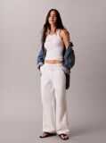 White Embroidered CK Logo Rib Tank Top  Women