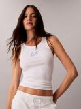 White Embroidered CK Logo Rib Tank Top  Women