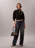 Black Relaxed Quarter Zip Sweatshirt  Women