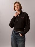 Black Relaxed Quarter Zip Sweatshirt  Women